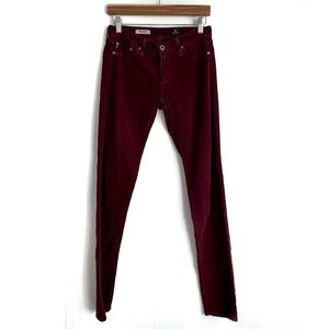AG Adriano Goldschmied Women's Deep Red corduroy Skinny pants the legging super